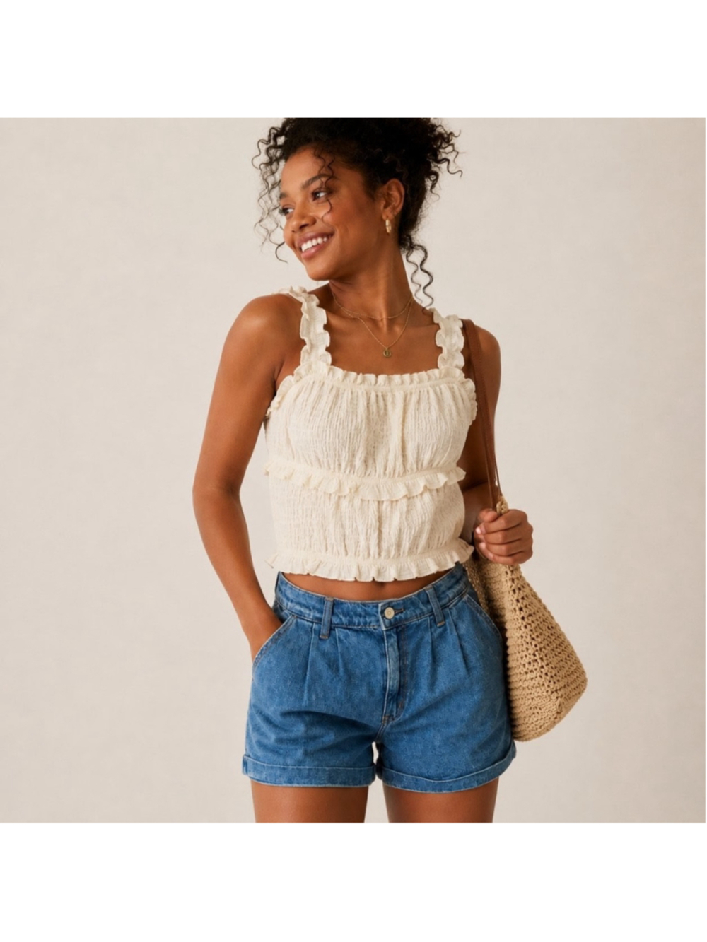 American Eagle Pleated Denim Shorts Sz 10 NWT